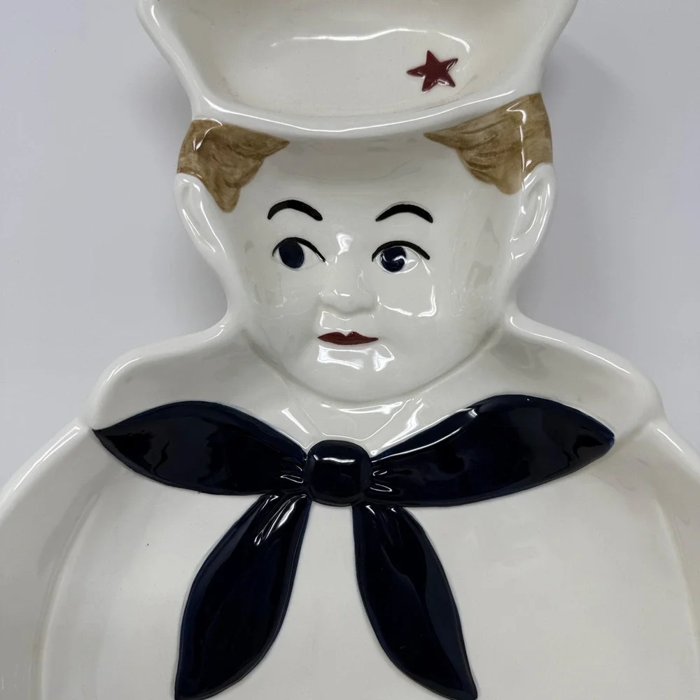 Midwest Cannon‎ Falls Sailor Boy Nautical Navy Ceramic Dish Plate